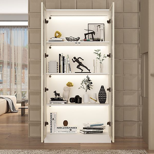 FUFU&GAGA Glasvitrine Vitrinenschrank mit Glastüren und günstig online kaufen