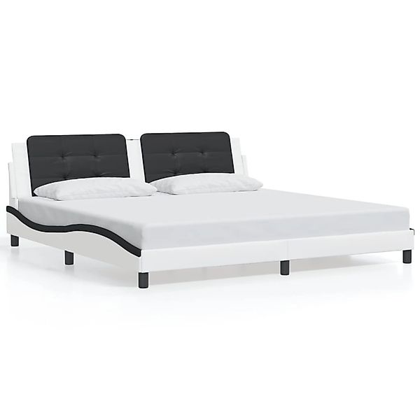 vidaXL Bettgestell ohne Matratze Zadar Weiß und Schwarz 200x200 cm Kunstled günstig online kaufen