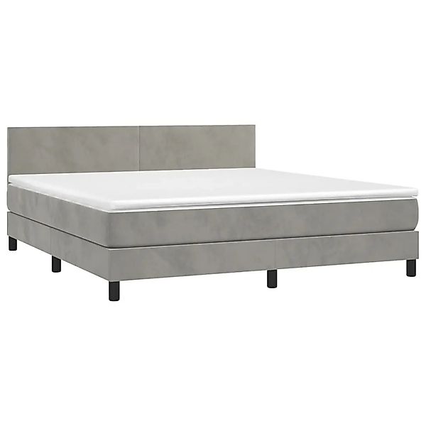 vidaXL Boxspringbett mit Matratze & LED Hellgrau 160x200 cm Samt 3134291 günstig online kaufen