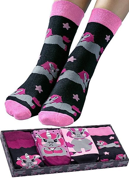 Corimori Haussocken Witzige Einhorn Baumwolle Socken 4er Set Geschenk-Box U günstig online kaufen