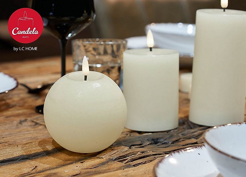 LC Home LED-Kerze Candela Lights H:7xØ8cm creme Echtwachs+Fernbedienung & T günstig online kaufen