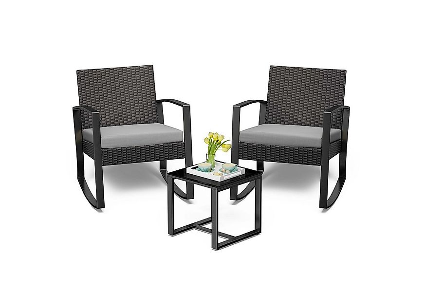 Bealife Balkonset Gartenlounge-Set, (3-tlg), 1 Tisch und 2 Stühle, Rattan G günstig online kaufen