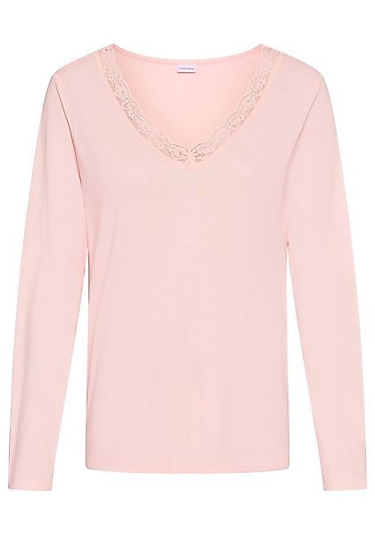 LASCANA Pyjamaoberteil (1-teilig) mit Spitzenbesatz am tiefen V-Ausschnitt günstig online kaufen