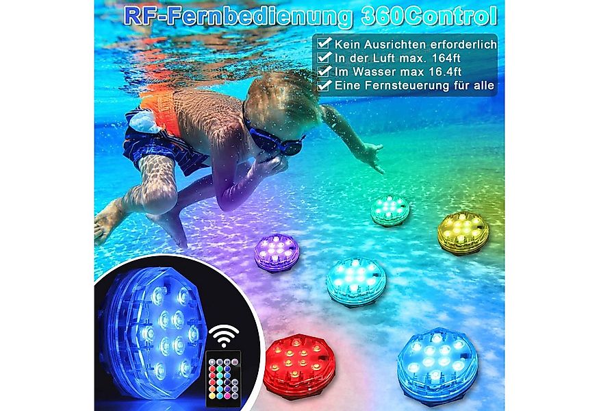 MUPOO Pool-Lampe IP68 LED Unterwasserleuchte RGB, Pool Beleuchtungen mit Fe günstig online kaufen