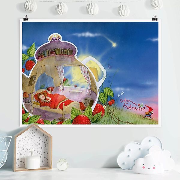 Poster Kinderzimmer - Querformat Erdbeerinchen Erdbeerfee - Schlaf gut! günstig online kaufen