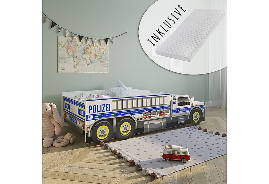 Kids Collective Autobett Kinderbett Jugendbett 80x160, Polizei mit Rausfall günstig online kaufen