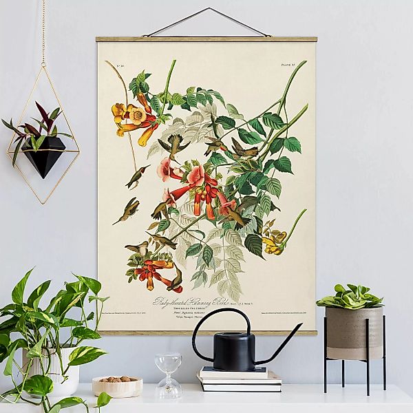 Stoffbild Blumen mit Posterleisten - Hochformat Vintage Lehrtafel Rubinkehl günstig online kaufen