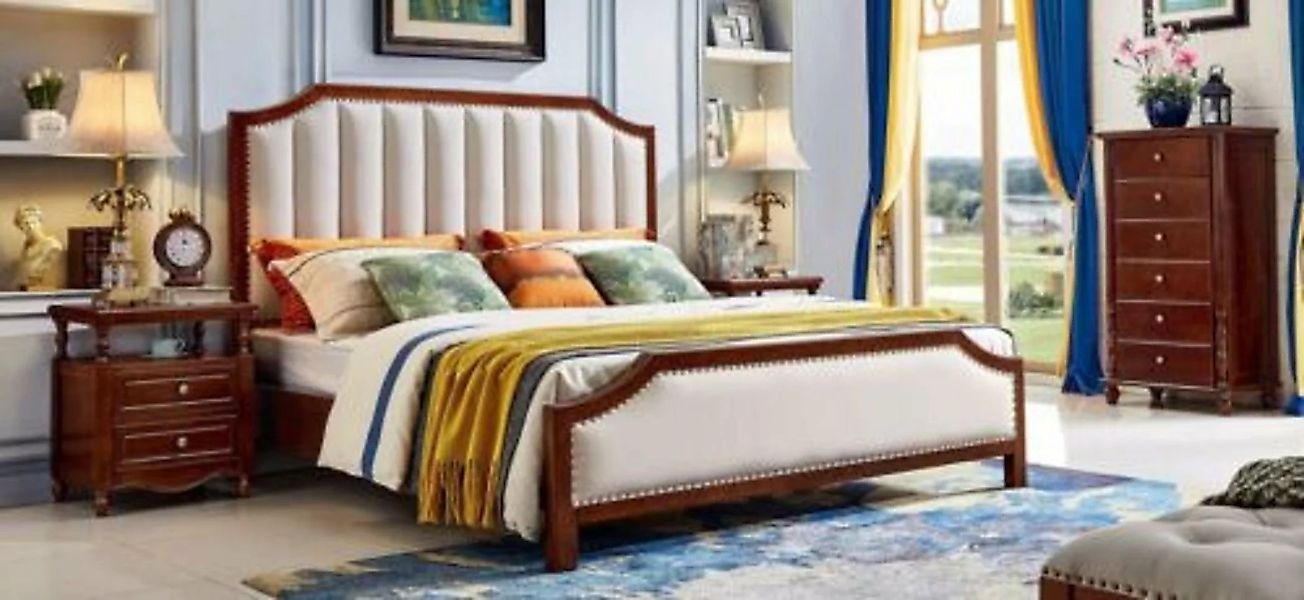 JVmoebel Bett, Luxus Schlafzimmer Bett Doppelbett Holz Polster Bettrahmen M günstig online kaufen