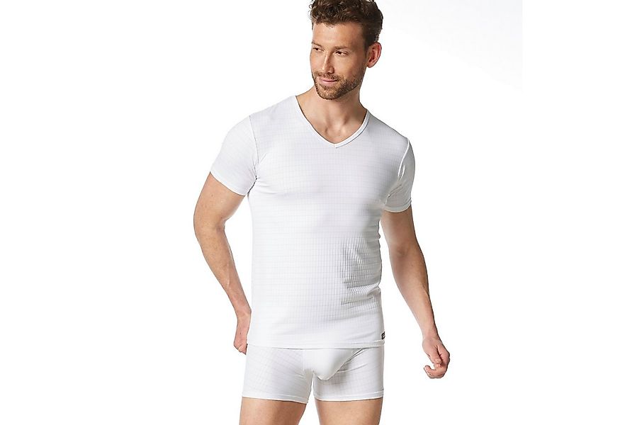 Bruno Banani V-Shirt CHECK LINE 2.0 Pique Optik, Kurzarm, V-Neck, Cotton-Mi günstig online kaufen