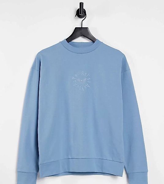 ASYOU – Blaues Sweatshirt mit Logostickerei, Kombiteil günstig online kaufen