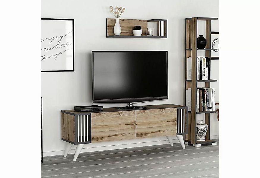 en.casa TV-Schrank »Albertslund« TV Board 42x120x31cm 2 Schranktüren Eiche günstig online kaufen