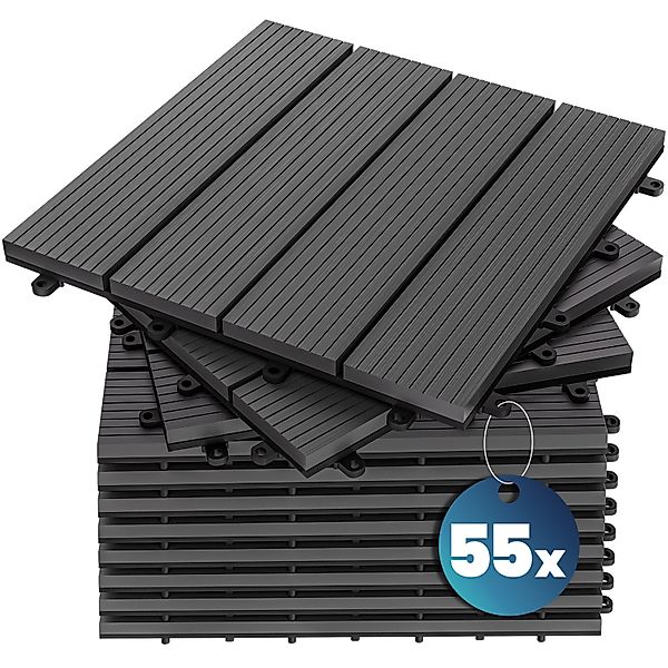 WPC Fliesen 55er-Set Klassik Anthrazit - 30x30cm günstig online kaufen