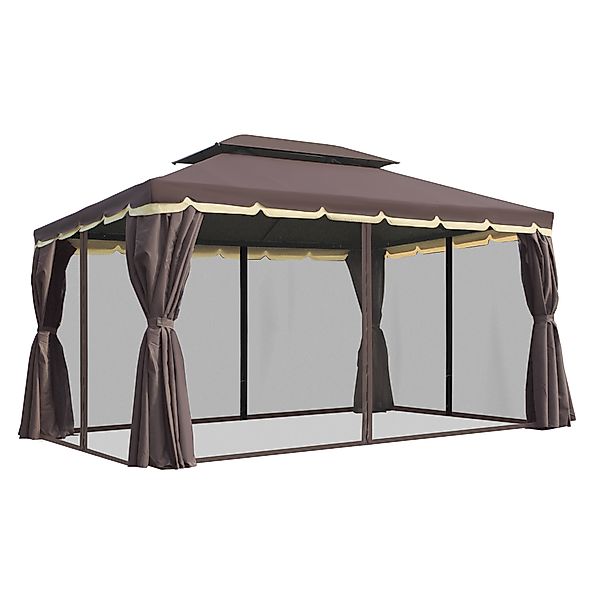 Outsunny Gartenpavillon 390 x 290 x 280 cm mit 4 Seitenteilen, wetterfestes günstig online kaufen