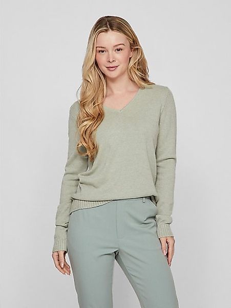 Vila Strickpullover Dünner Strickpullover Basic Stretch VIRIL VIRIL V-NECK günstig online kaufen