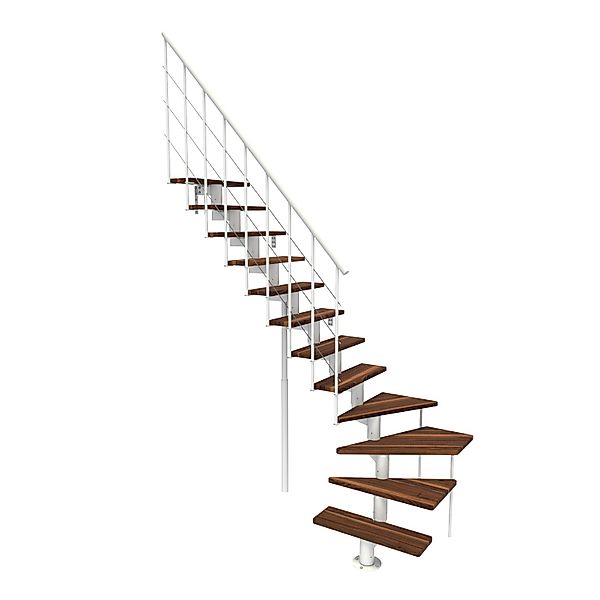 Minka Mittelholmtreppe Comfort Top Turn Walnuss Weiß Raumhöhe bis 312 cm günstig online kaufen