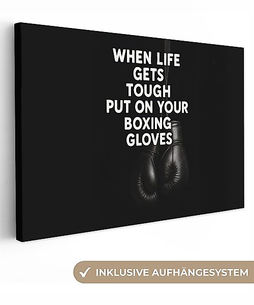 OneMillionCanvasses® Leinwandbild Text - Boxhandschuhe - günstig online kaufen