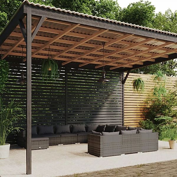 Vidaxl 12-tlg. Garten-lounge-set Mit Kissen Poly Rattan Grau günstig online kaufen