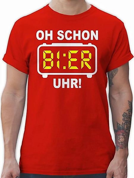 Shirtracer T-Shirt Oh schon Bier Uhr! Weiß Party & Alkohol Herren günstig online kaufen