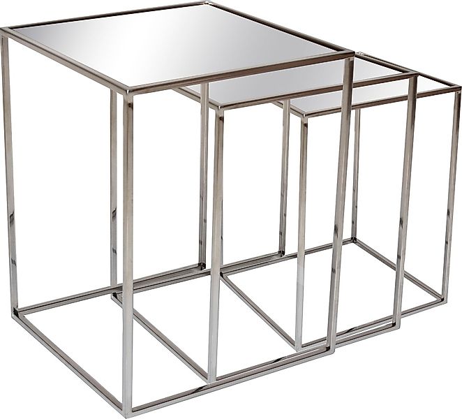 Leonique Beistelltisch, 3er Beistelltisch-Set, Edelstahl, verspiegelte Glas günstig online kaufen
