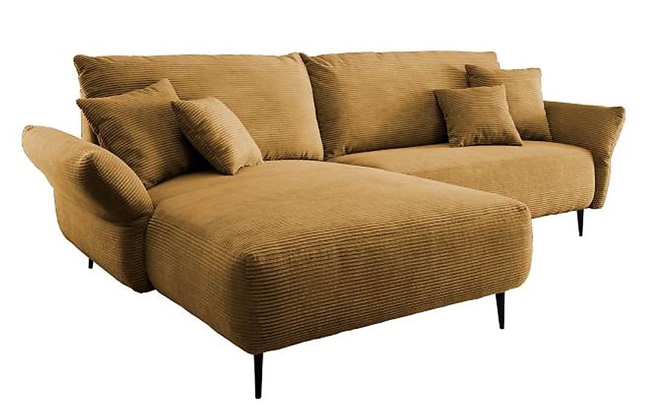 Eck Sofa Cord Gelb 178 x 260 cm verstellbare Armlehnen VANILLA günstig online kaufen