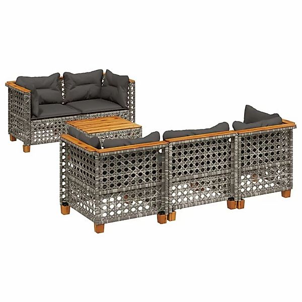 vidaXL 6-tlg Garten-Sofagarnitur mit Kissen Grau Poly Rattan Modell 183 günstig online kaufen