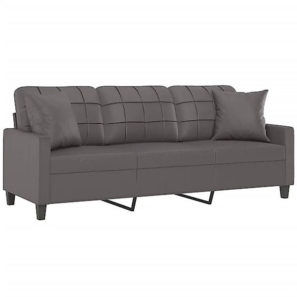 vidaXL 3-Sitzer-Sofa mit Zierkissen Grau 180 cm Kunstleder 3200810 günstig online kaufen