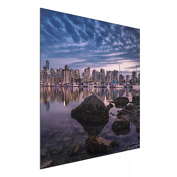 Alu-Dibond Bild Architekur & Skyline - Quadrat Vancouver im Sonnenuntergang günstig online kaufen