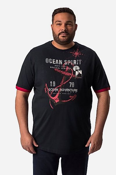 Men Plus T-Shirt Men+ T-Shirt Halbarm großer Print Rundhals günstig online kaufen