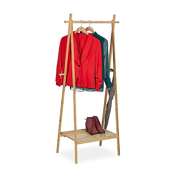 relaxdays Kleiderständer Bambus Kleiderständer mit Ablage günstig online kaufen