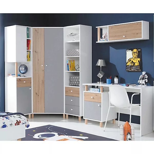 Jugendzimmer Set 5-teilig FAIRFAX-133 mit Eckkleiderschrank in weiß mit Eic günstig online kaufen