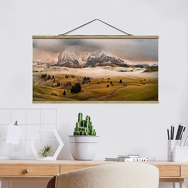 Stoffbild Berge mit Posterleisten - Querformat Dolomiten Mythen günstig online kaufen