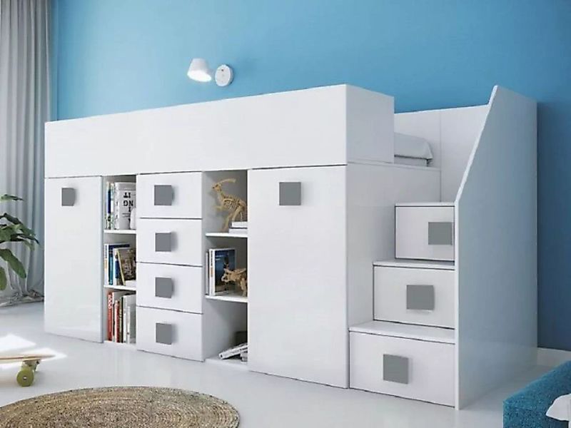 Feldmann-Wohnen Hochbett TOLEDO 3 (Etagenbett mit Schreibtisch + Kleidersch günstig online kaufen