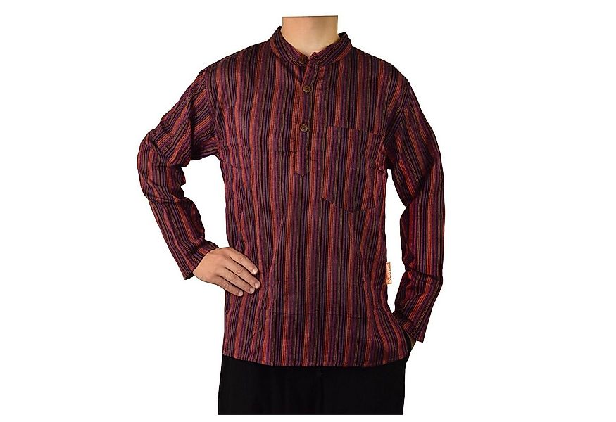 SIMANDRA Streifenhemd Herren Kurta Klassisch Gestreift Rot günstig online kaufen