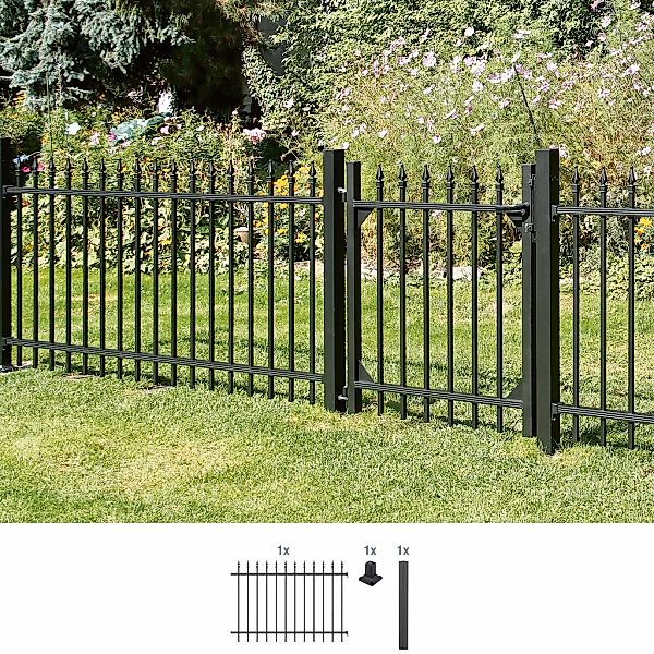 Metallzaun Anbau-Set Chaussee Schwarz z. Aufschrauben 120 cm x 200 cm günstig online kaufen