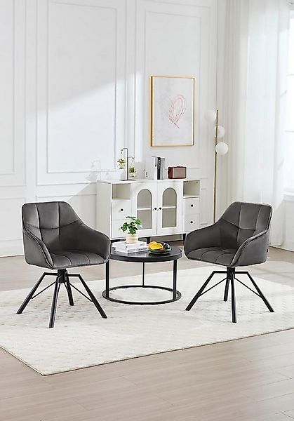 Woltu Polsterstuhl (2 St), drehbar Esszimmerstuhl mit Armlehnen Rückenlehne günstig online kaufen