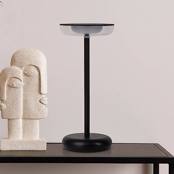 LED-Akku-Terrassenlampe Pasi schwarz Höhe 26cm Metall Touch günstig online kaufen