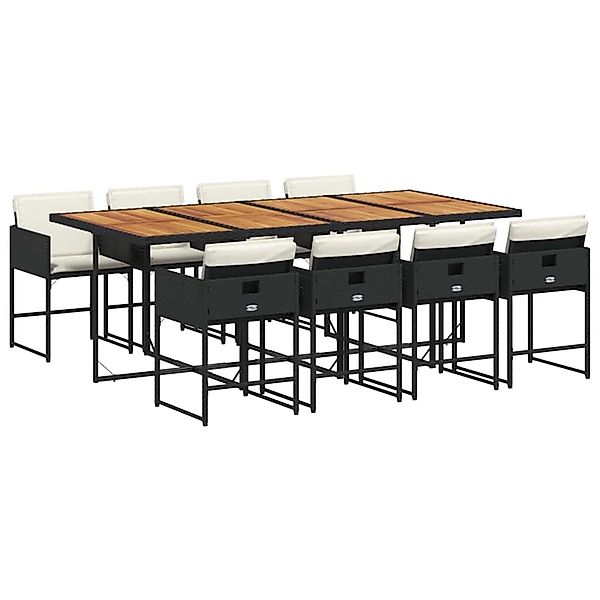 vidaXL 9-Tlg Garten-Essgruppe mit Kissen Schwarz Poly Rattan 3211287 günstig online kaufen