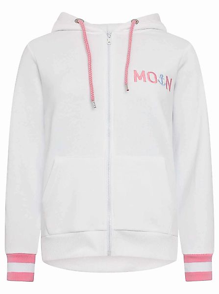 Zwillingsherz Sweatjacke mit gesticktem "Moin" und neonfarbenen Details günstig online kaufen