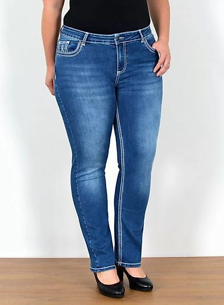 ESRA Straight-Jeans FG11 Straight Fit Jeans Damen High Waist Hose mit weiße günstig online kaufen