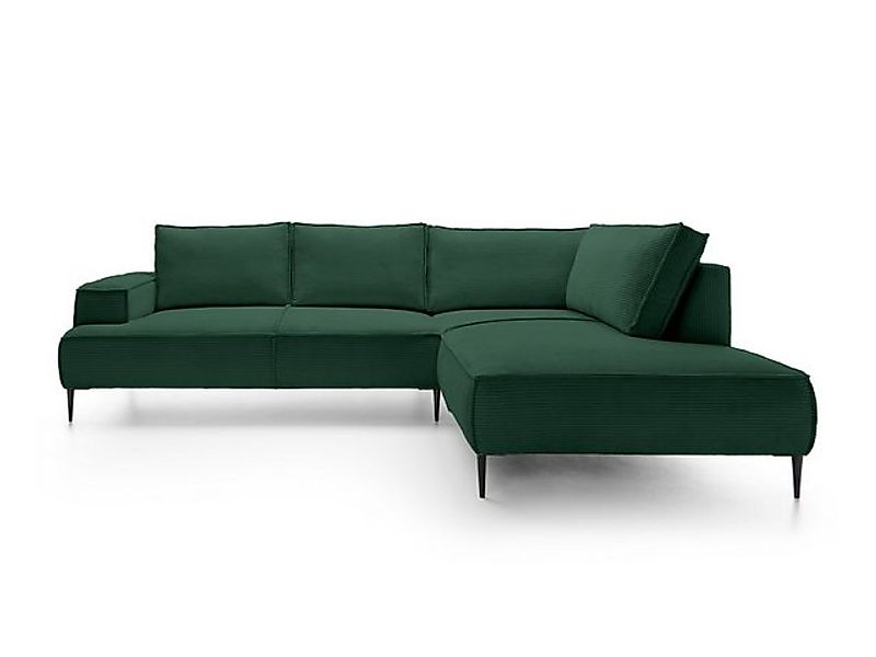 Goldstoff Ecksofa Cord VESPA L Beige – großes Wohnlandschaft Sofa L-Form, G günstig online kaufen