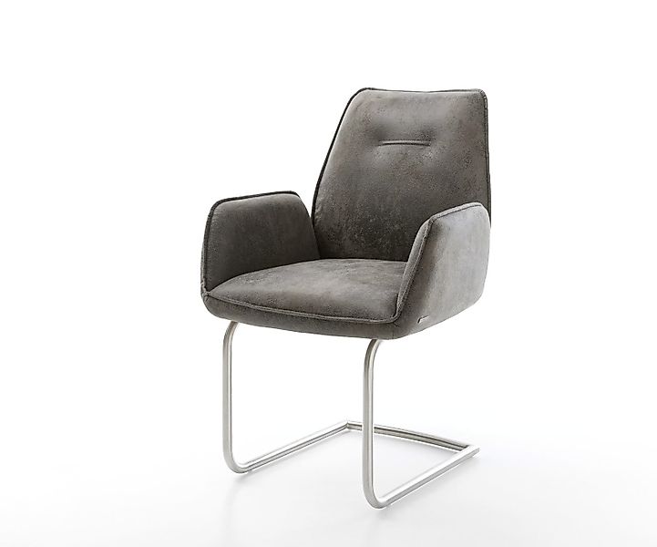 Freischwinger Zoa-Flex Mikrofaser Grau Antik Freischwinger rund Edelstahl T günstig online kaufen