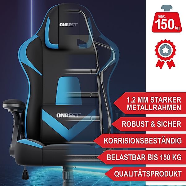 Onbest Gaming-Stuhl ergonomisch mit Lordosenkissen bis günstig online kaufen