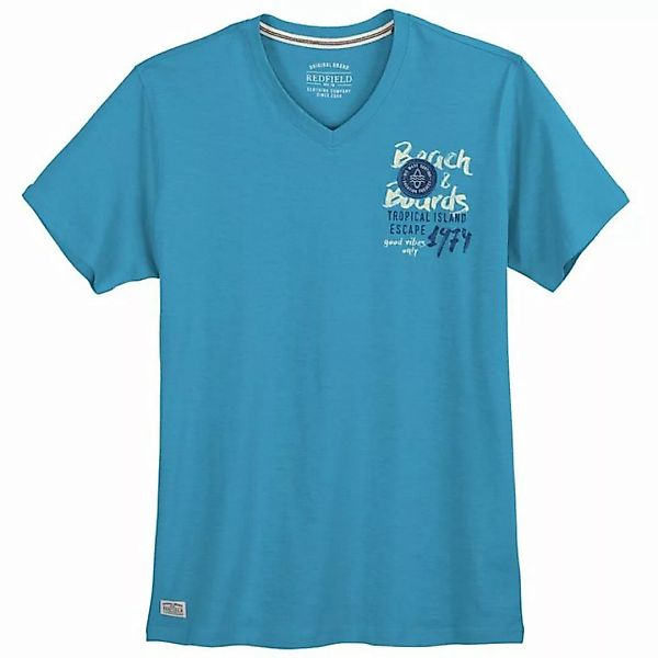 redfield V-Shirt Große Größen Herren V-Neck T-Shirt modisch azurblau günstig online kaufen