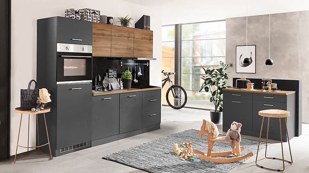 KOCHSTATION Küchenzeile »KS-Kehl« mit E-Geräten, Breite 240 cm, inkl. Kühls günstig online kaufen