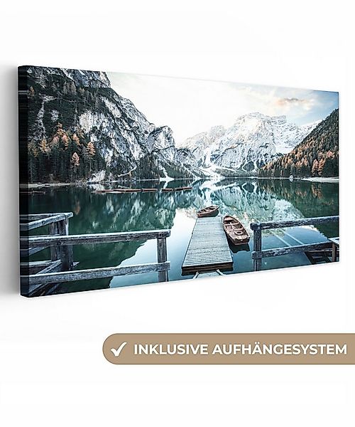 OneMillionCanvasses® Leinwandbild Panorama Natur - Berge - Schnee - Wald - günstig online kaufen