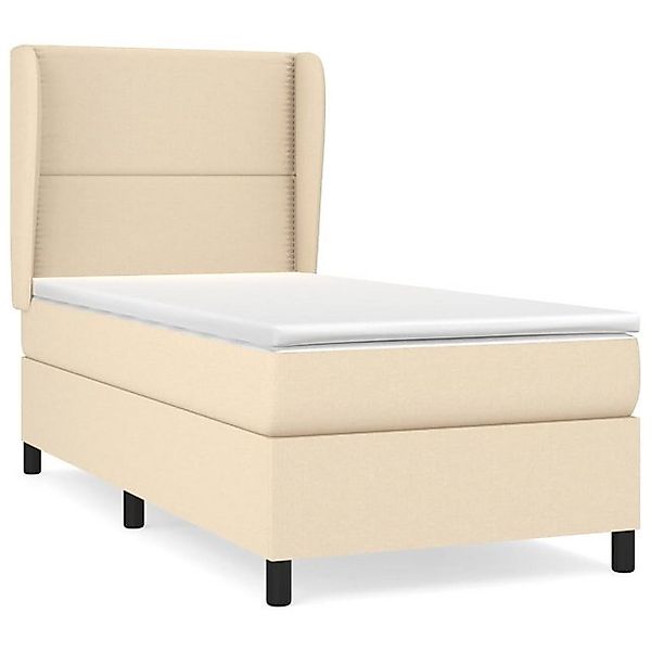 vidaXL Boxspringbett, Boxbett mit Matratze Creme 90x200 cm Stoff günstig online kaufen