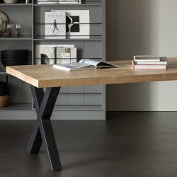 Tisch Massivholz Mango gekälkt X Gestell Metall schwarz günstig online kaufen