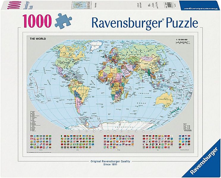 Ravensburger Puzzle Politische Weltkarte, 1000 Puzzleteile, Made in Germany günstig online kaufen