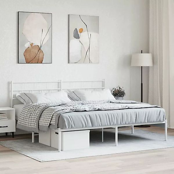 vidaXL Bett Bettgestell mit Kopfteil Metall Weiß 183x213 cm günstig online kaufen