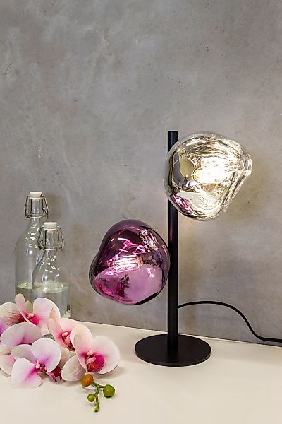 Tischlampe Canopus violett/silber Höhe 40 cm 2-flg Glas E14 günstig online kaufen